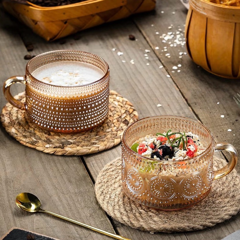 Gesseny Elegant Amber Glass Mugs